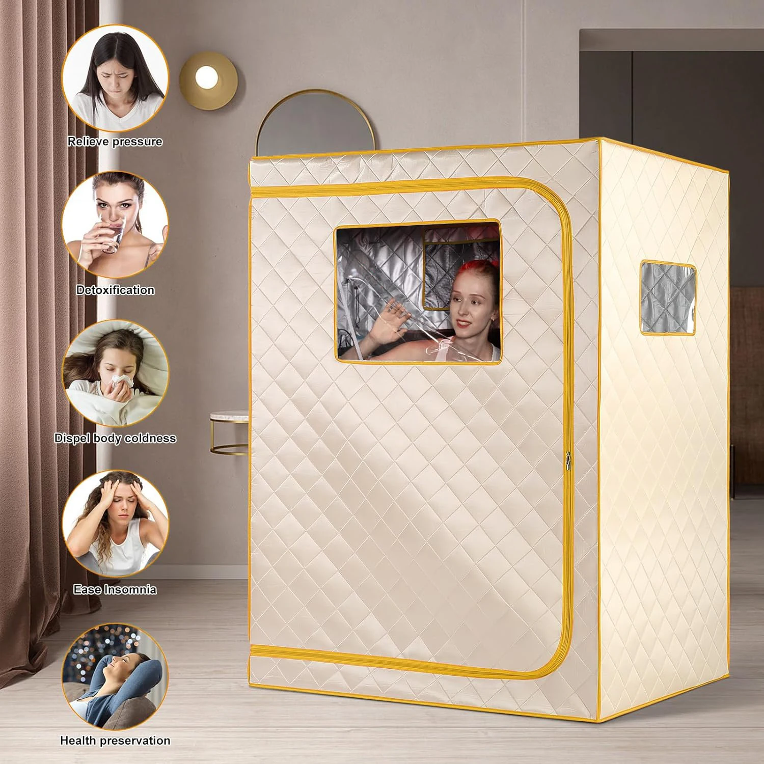 Full Size Far Infrared Sauna Two Person Home SPA with Time & Temperature Remote Chairs Light Oversized Privacy Indoor Saunas 5