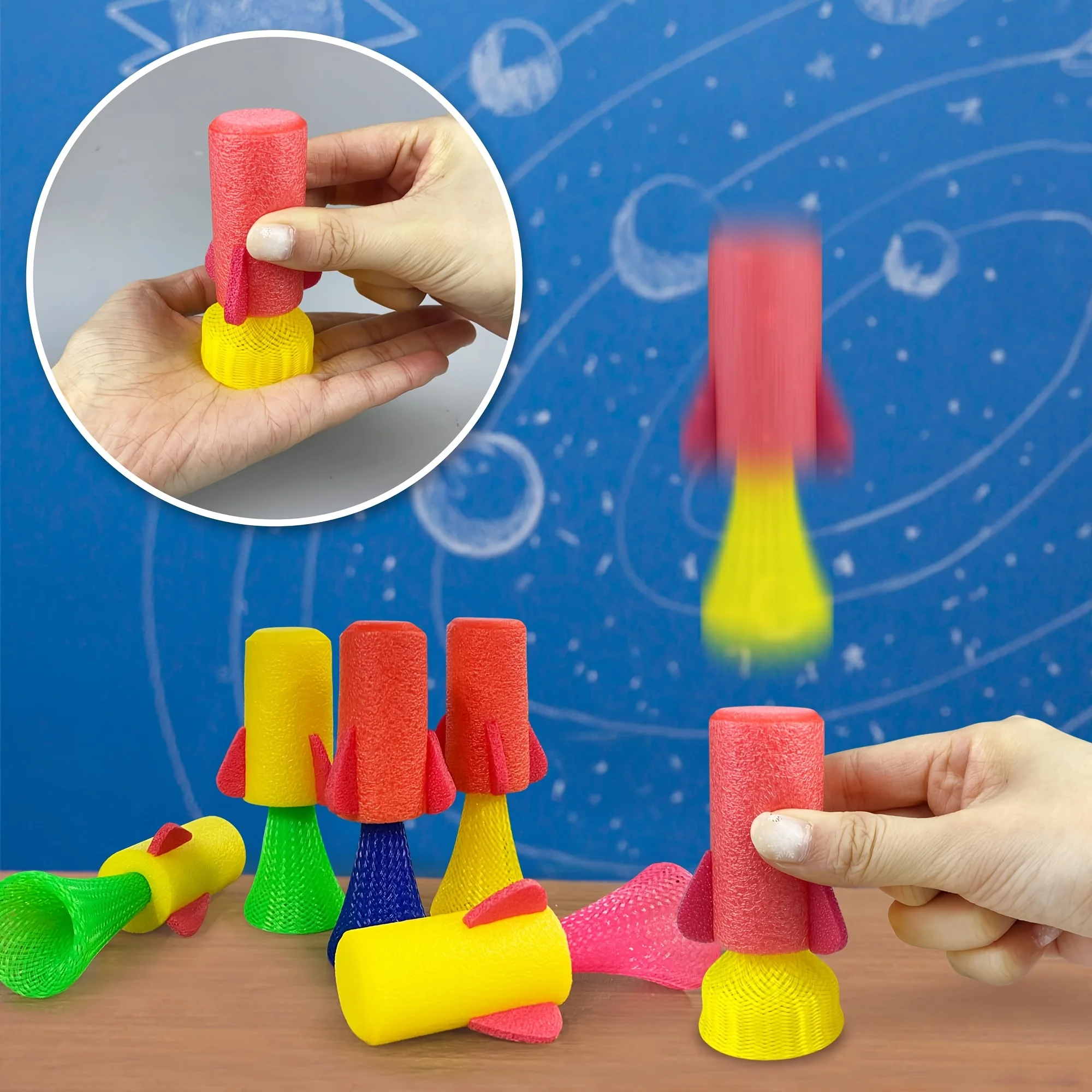 Colorful Popper Rocket Toys for Kids - Jumping Launcher Set for Parties, Goodie Bags, and Classroom Rewards