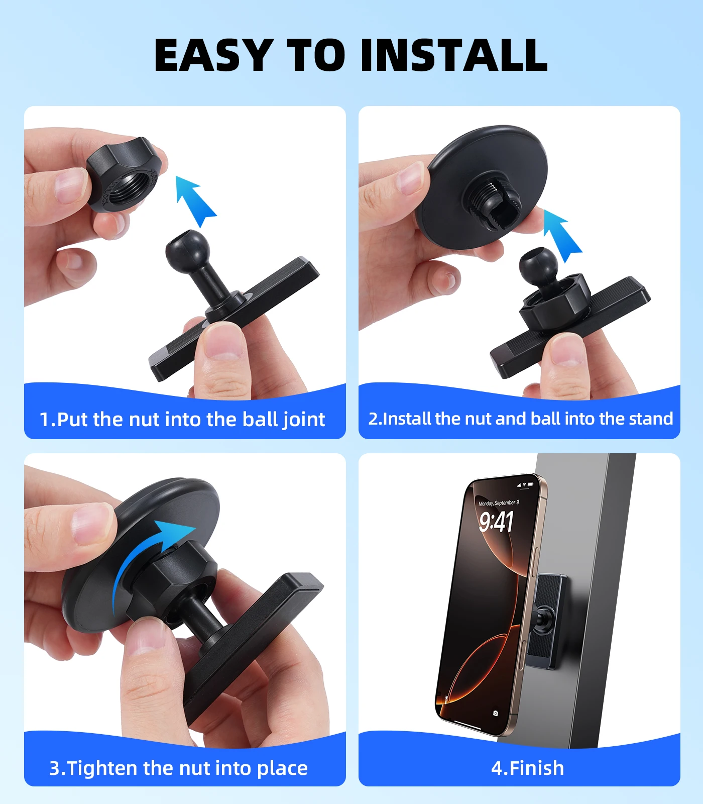 Oatsbasf 마그네틱 골프 카트 휴대폰 홀더 스탠드 360 ° iPhone 용 보트 냉장고 체육관용 회전 자기 휴대폰 홀더 브래킷