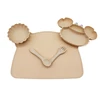 Crab compartment plate children's tableware set with meal bib eating training bowl soft silicone baby autonomous 4