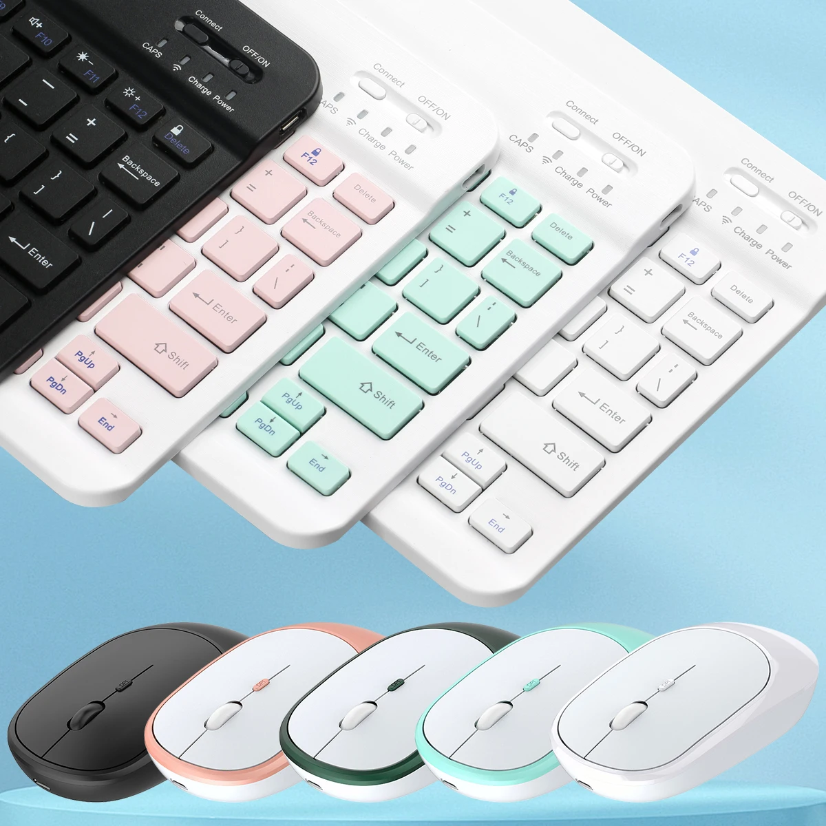 Wireless Keyboard Bluetooth-compatible Keyboard Rechargeable Portable Mini 78Key and Mouse For Android IOS Windows ipad