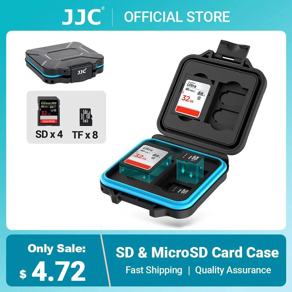 Jjc-waterproof Memory Card Storage Box Titular do Cartão de Memória Micro sd Case Shockproof Eva Foam Pad Hard Shell Microsd