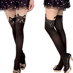 Women's Stockings Cute Long Socks 3D Cartoon Animal Cat Pattern Thigh Stockings Over Knee High Socks Cat Print Women Warm Socks