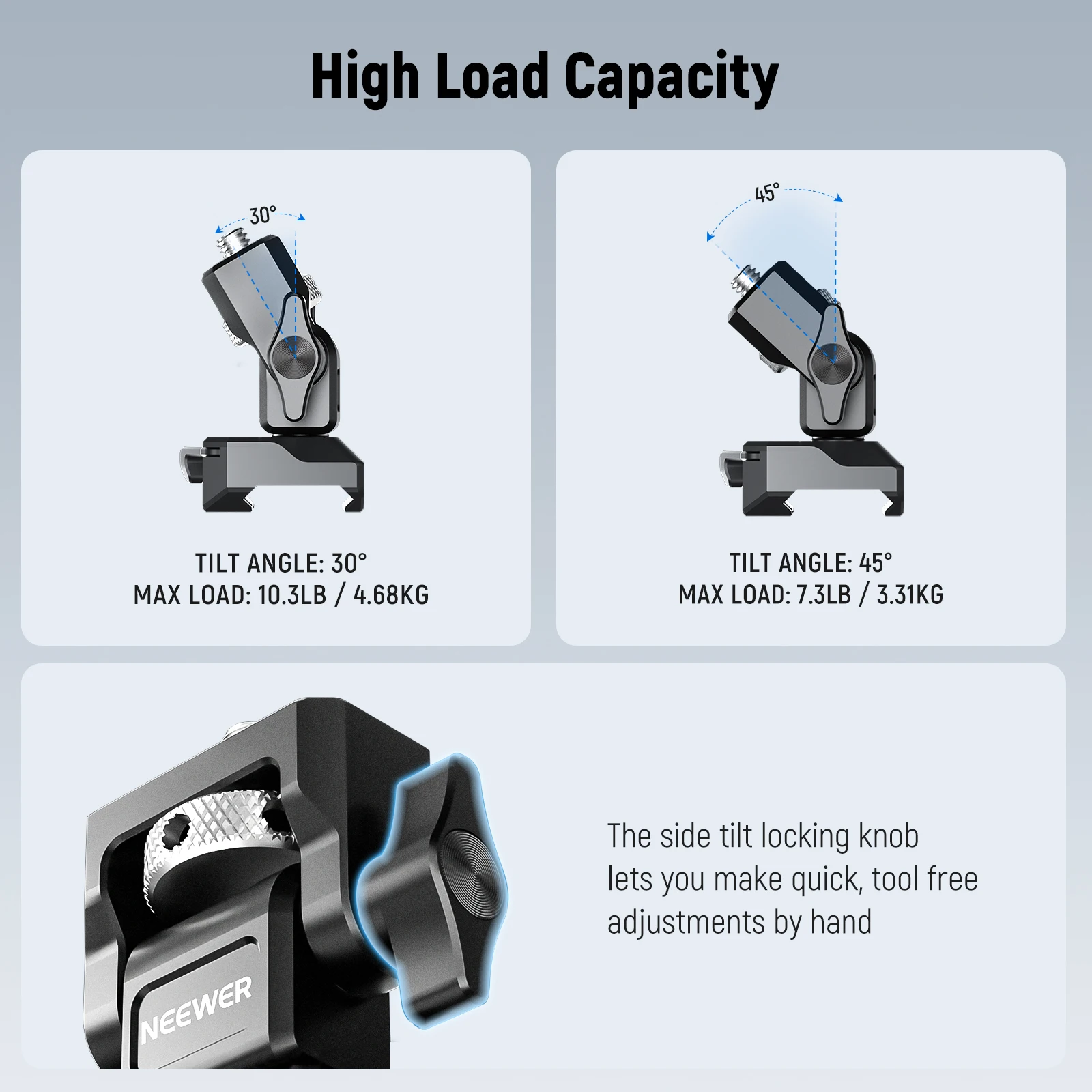 Description Picture 6 of itemNEEWER DSLR Camera Clamp Adjustable Monitor Mount with Cold Shoe Anti Twist 1/4" Screw for Monitor Flash Light DIY Attachment