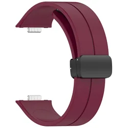 Magnetic Silicone Sport Strap Bracelet for Huawei Fit 4 (Wine red)