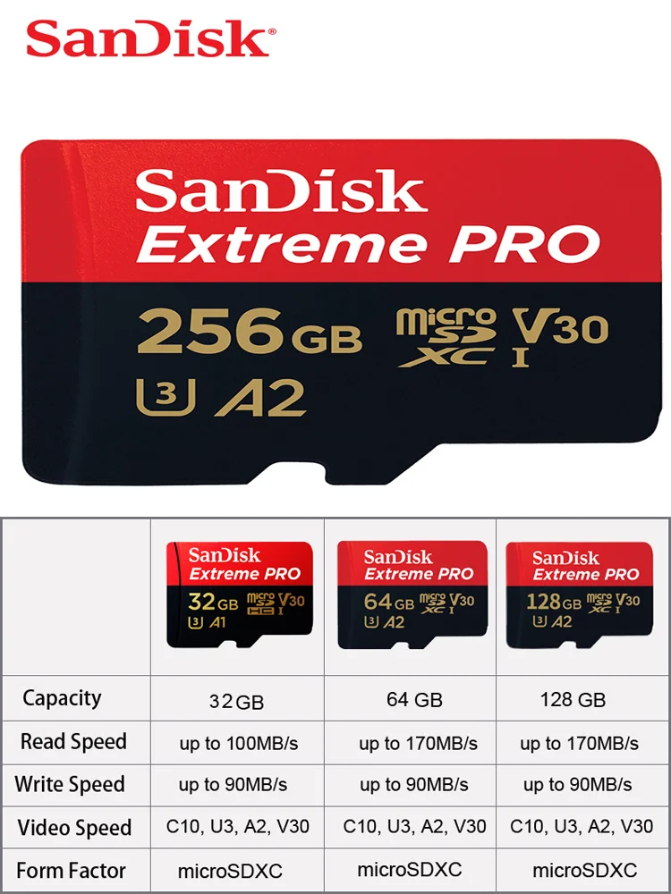 ũ Ʈ ũ SD ī, MicroSDHC ޸ ī, 32GB,64GB,128GB,256GB,MicroSDXC, EXTREME, Extreme PRO, V30, U3, 4K UHD TF ī