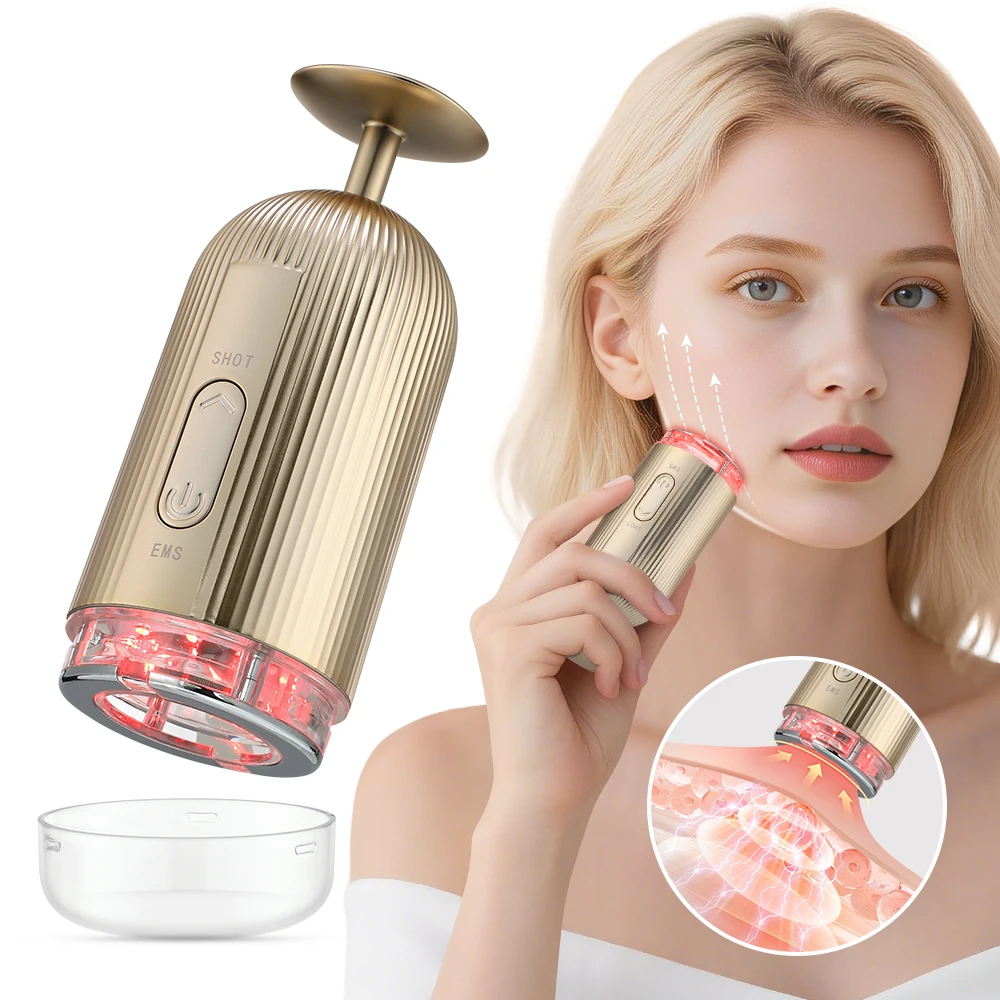 EMS Face Lifting Device Negative Vacuum Suction Firming Tightening V-Shaped Stimulator Facial Beauty Machine 4 LED Light Modes
