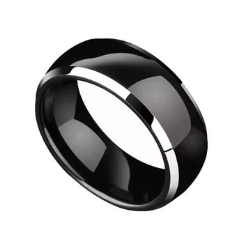 Anello da dito intelligente in ceramica epossidica nera o bianca con chip T5577 riscrivibile RFID per la replica della carta chiave di accesso da 125 kHz