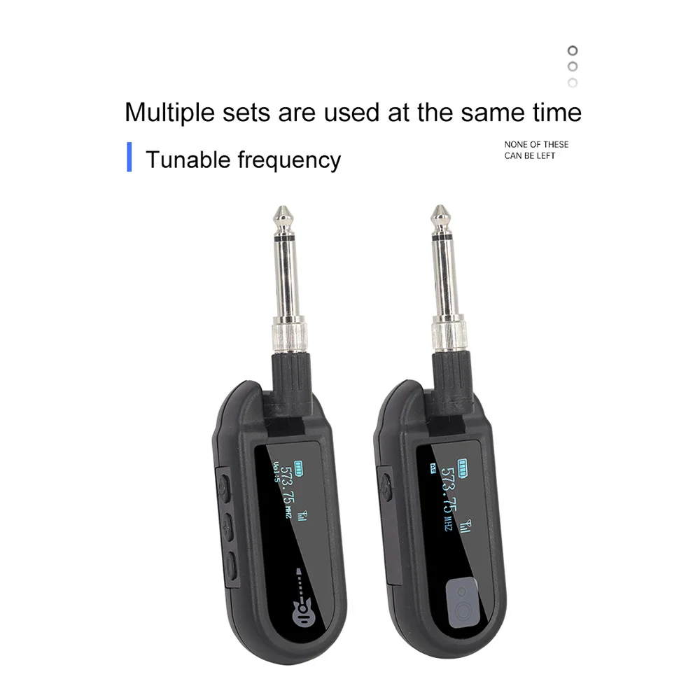 Wireless Guitar System Rechargeable Guitar Transmitter Receiver Set UHF Adjustable Volume for 6.35mm and 3.5mm