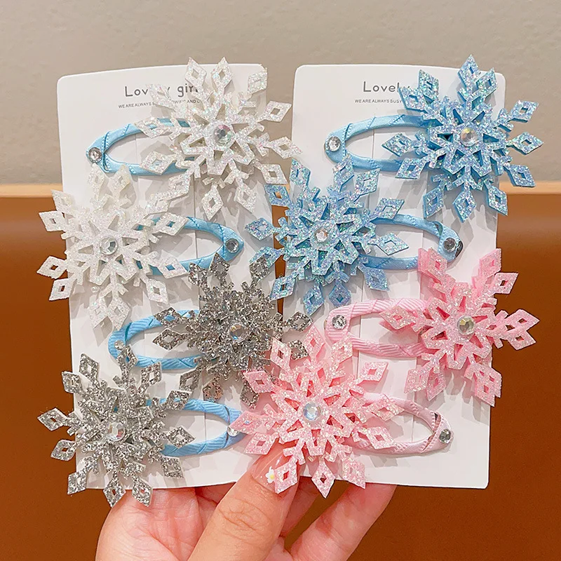 2 Stück neue Prinzessin Schneeflocke Mädchen schöne Haarnadeln Kinder Kopf bedeckung Haar griff Haars pangen Haars pangen Haarschmuck