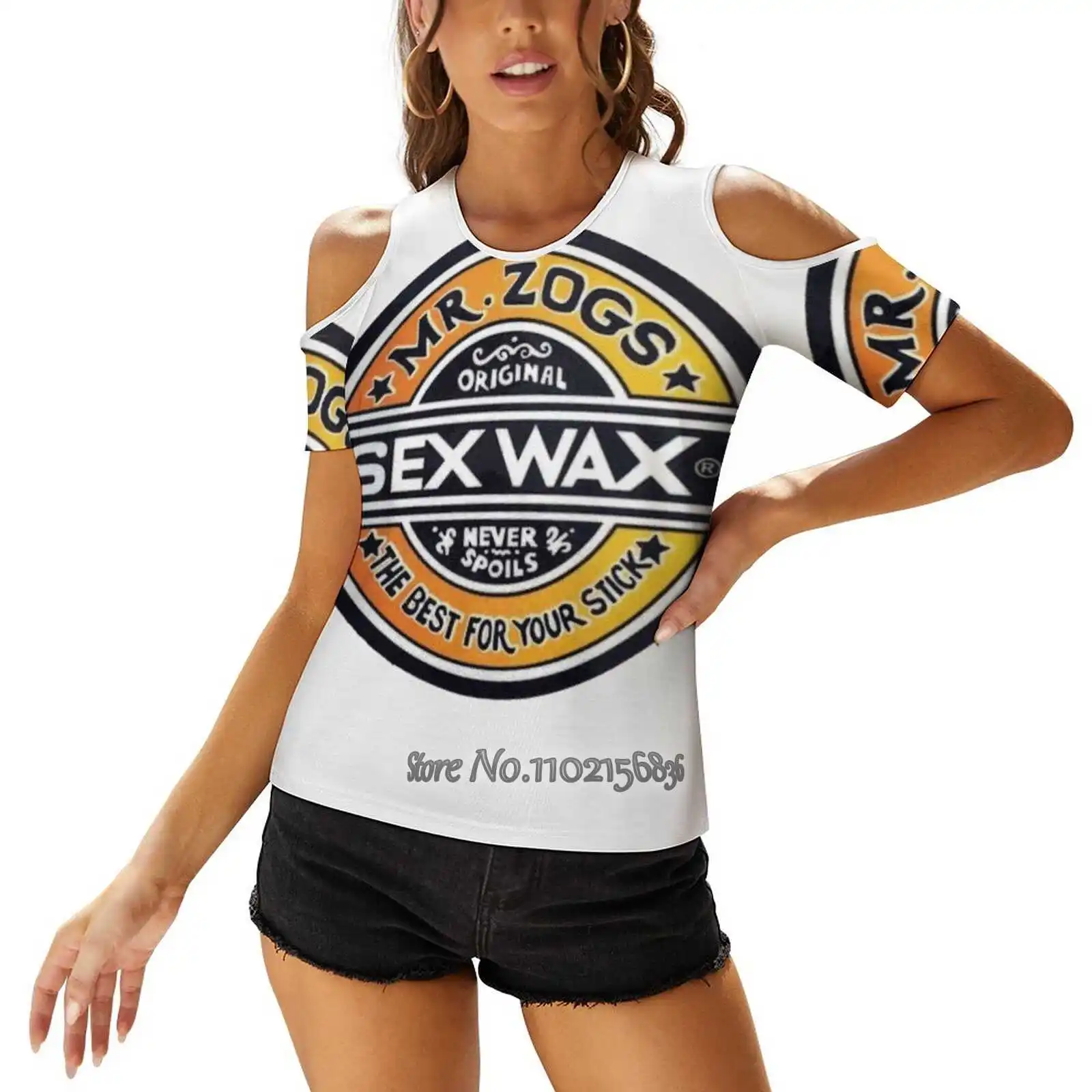 Mr Zogs Sex Wax T-Shirt Da Donna Allacciatura Posteriore Magliette Sexy Scava Fuori Pullover Top Surf Wax Surf Wax Sex Wax Mr Zogs Brand Tumblr