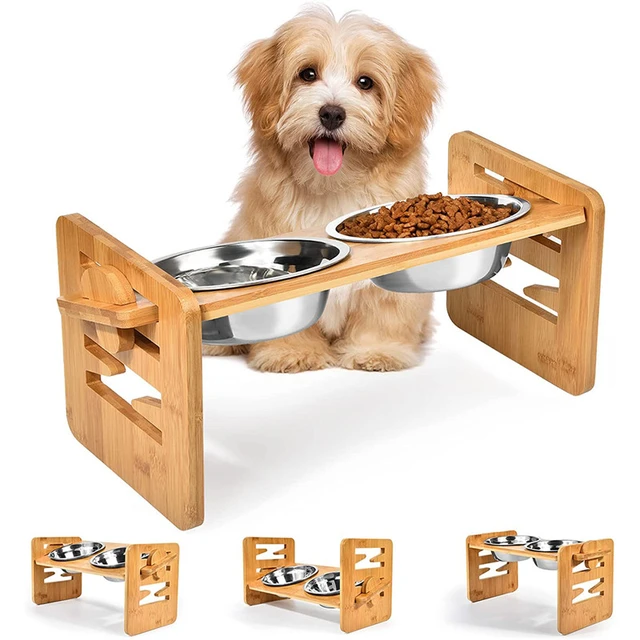 Pet Supplies : Elevated Dog Bowls, 3'' -18'' Adjustable Raised Dog Bowl  Stand with 2 Removable Stainless Steel Dog Food Bowls Non-Slip Rubber Base  Iron Stand H-Base Double Bowl Stand Dog Feeder