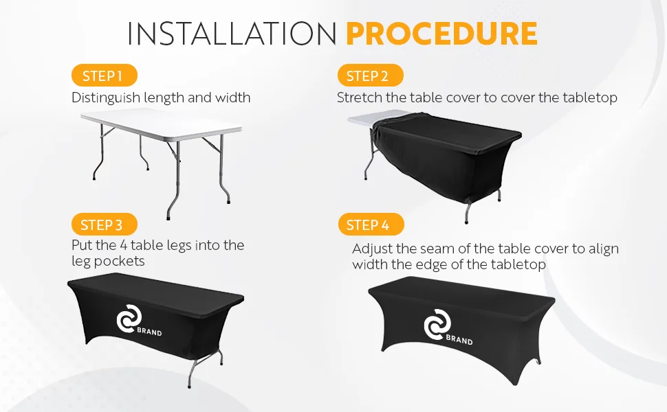 Custom Table Cover 4FT 6FT Banquet Full Print Personalized Table Cloth for Wedding Exhibition Stretch Hotel Party Counter Decor 5