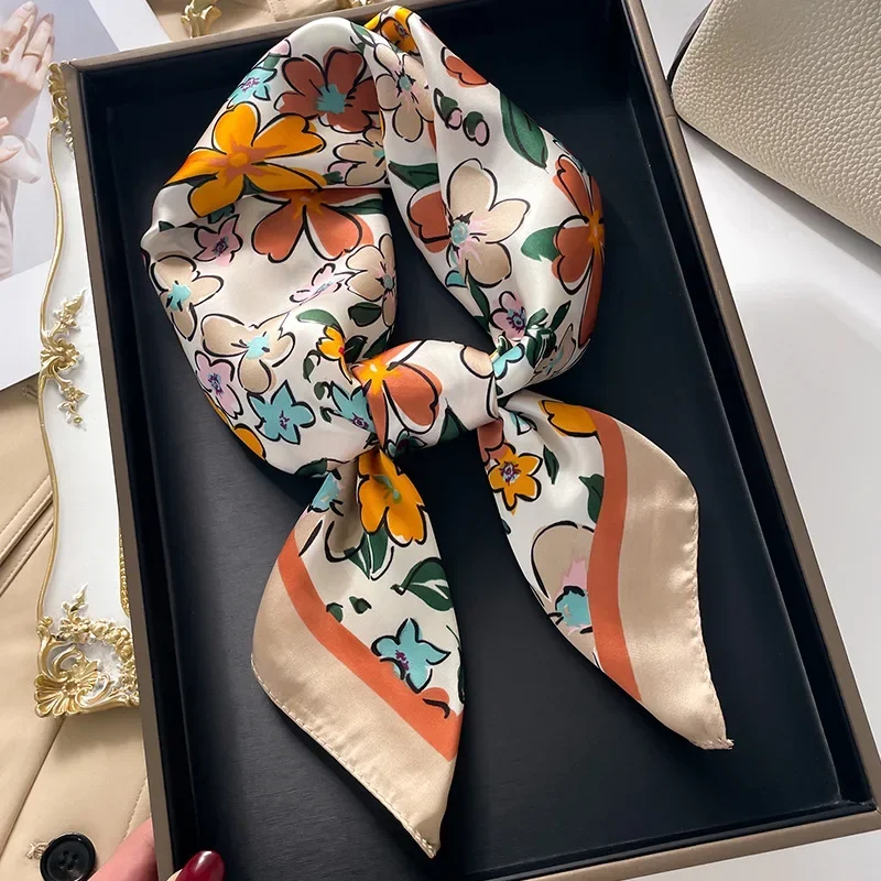Yellow Lemon Print Square Silk Scarf - Fashionable Neck Tie & Decorative Neckerchief