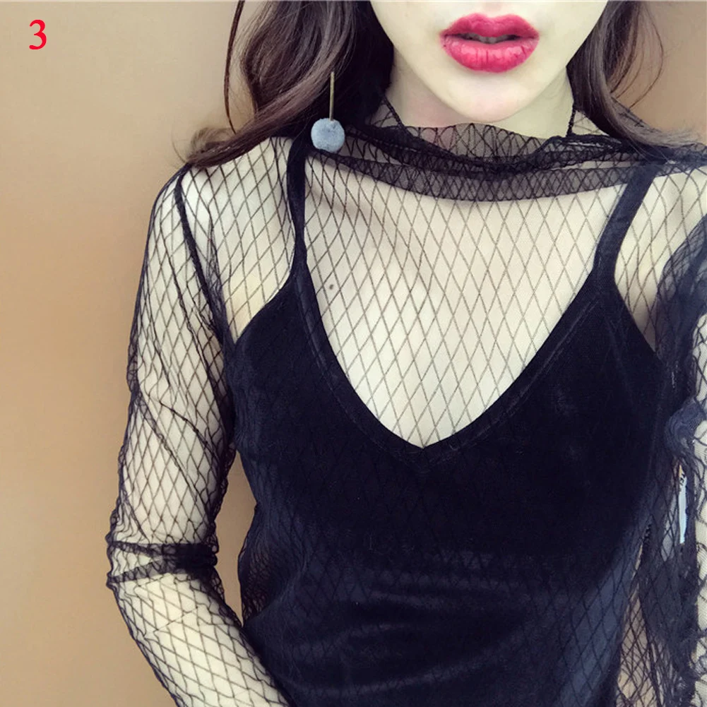ตัวเลือกสินค้า เสื้อลูกไม้แขนยาวเซ็กซี่ คอสูง แฟชั่นต่างประเทศ
