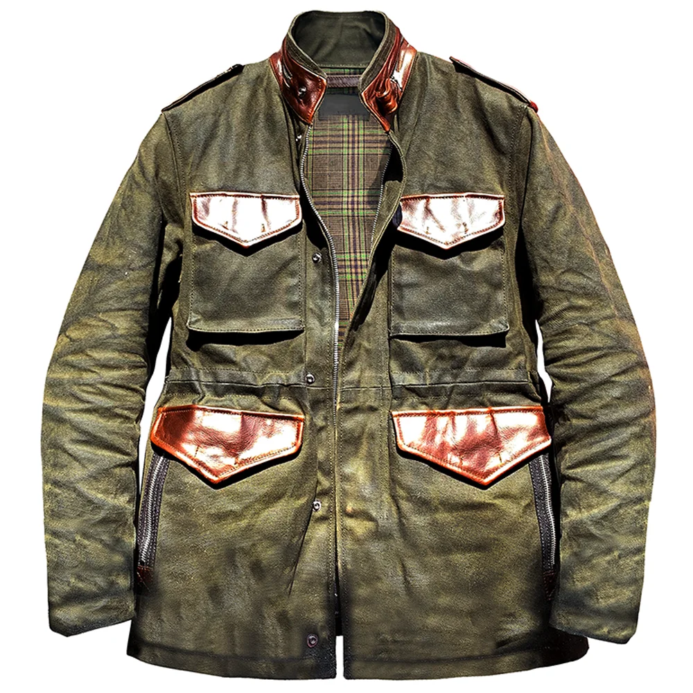 

Тренчкот мужской из воловьей кожи, винтажная Ветровка из воловьей кожи, парусиновая куртка в стиле милитари для охоты и занятий на свежем воздухе, зима