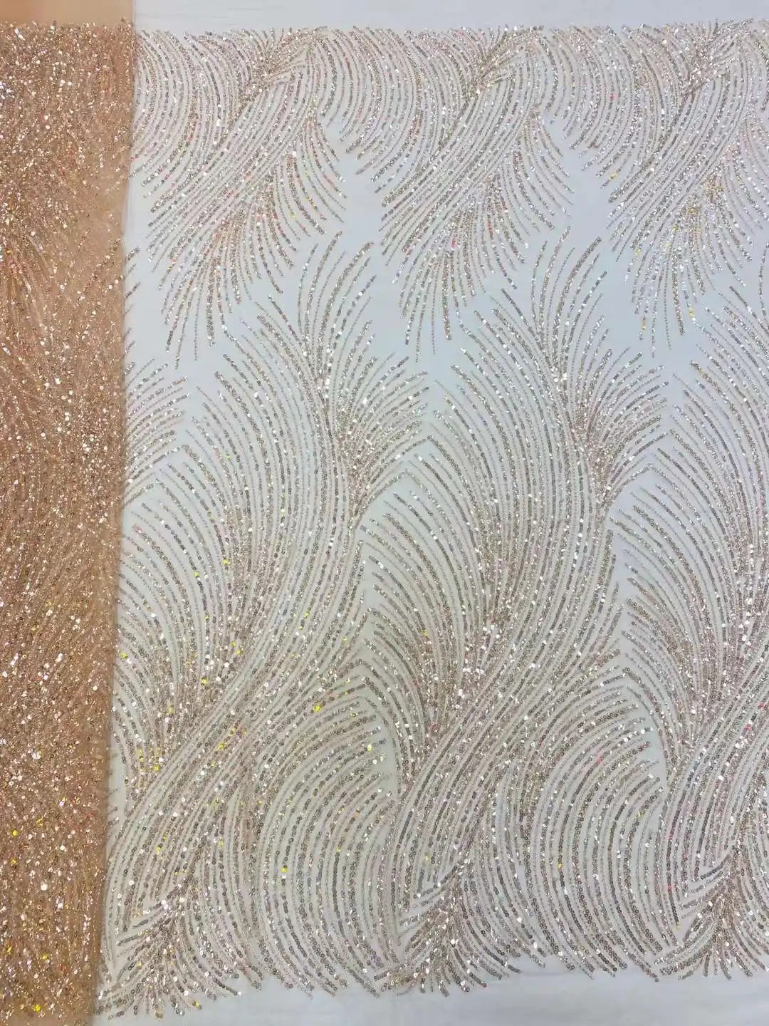 

Luxury Hand Beaded Lace Fabric Quality French Nigerian Sequins Beads Embroidered Tulle Lace 5yrds for Party NXW-562