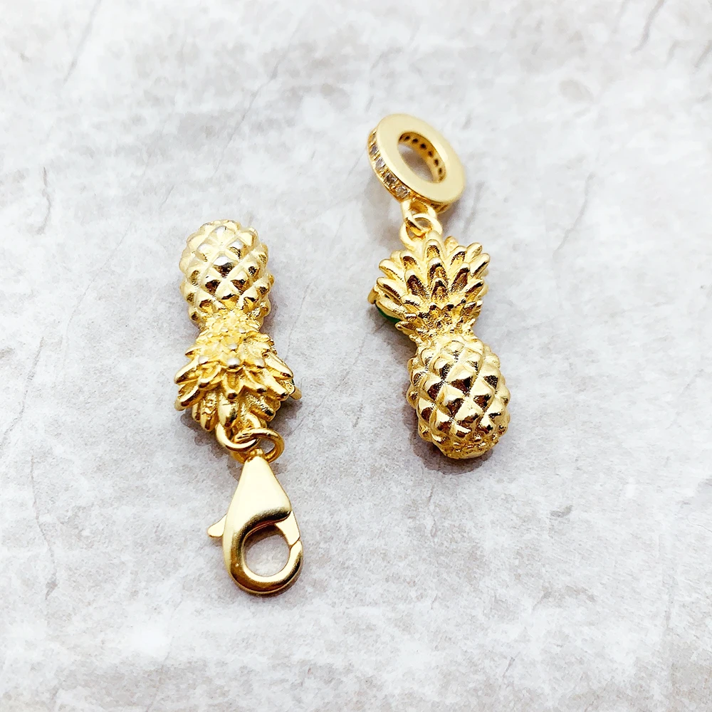 Orecchini Ananas In Argento 925 Placcato Oro Giallo – Aka Gioielli, Made In Italy
