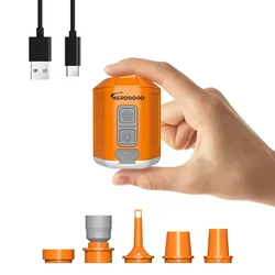 Compact Rechargeable Orange Air Pump with Camping Light - Ideal - Orange