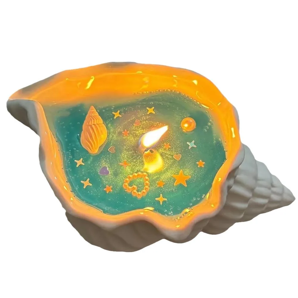 Ocean Style Conch Scented Candle Creative Aroma Gift Box Jelly Wax with Shells and Starfish Handmade Decorative Candle