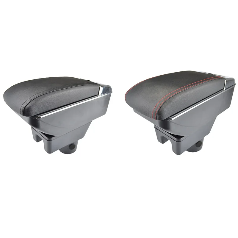 

For Mitsubishi Mirage Space Star 2014 - 2018 Storage Box Armrest Arm Rest Dual Layer Black Leather Ashtray
