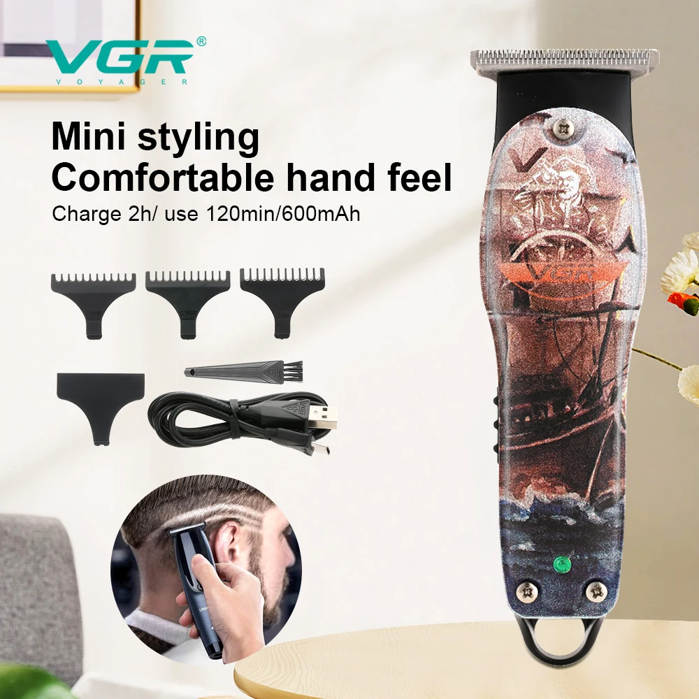 VGR V-953 ماكينة تشذيب اللحية منخفضة الضوضاء وتشذيب الشعر ماكينة تشذيب الشعر الاحترافية شحن ماكينة تشذيب الكتابة على الجدران اللاسلكية