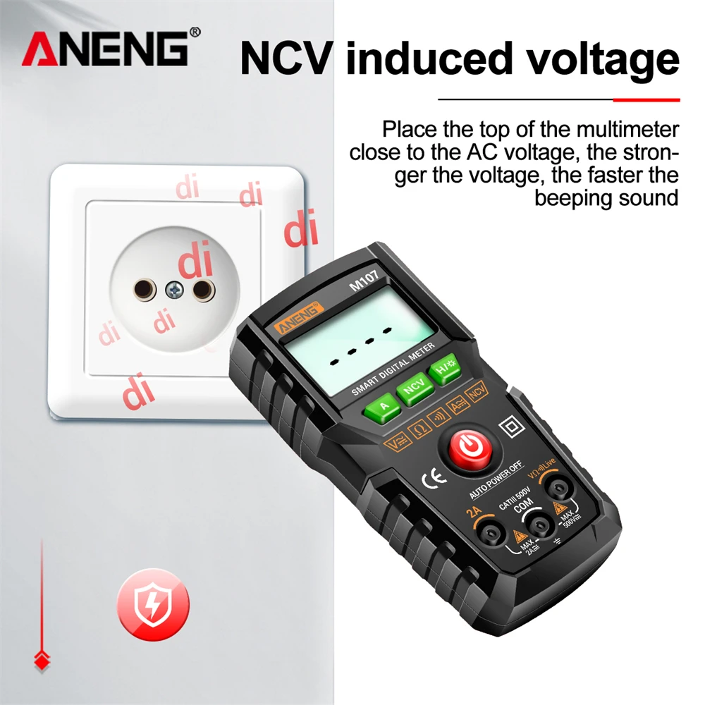 ANENG M107 Mini Smart Multimeter 4000 Count Digital Meter Professional Multi Function Electrician Tester Tools