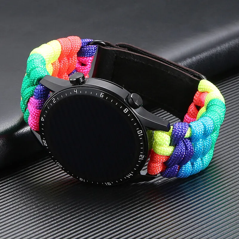 Colorful Braided Velcro Style Universal Watchband, 20-22mm