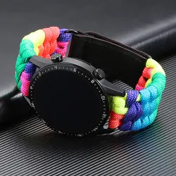 Colorful Braided Velcro Style Universal Watchband, 20-22mm for 22mm (MULTICOLOR)