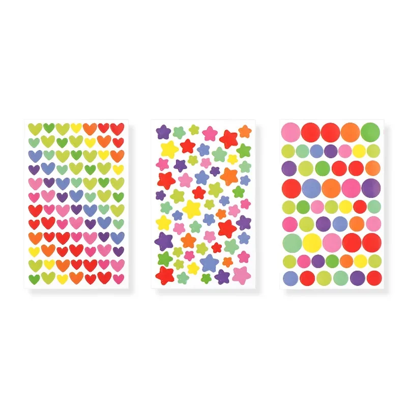 6pcs Clipbook Stickers Self-adhesive Adhesive Album Decoration Accessories DIY Stickers Star Heart Dots Color Handicrafts