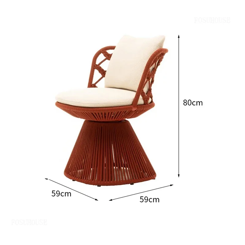 Luxury Creative Garden Chairs for Courtyard Single Backrest Rattan Patio Furniture Nordic Rotating Combination Chair for Terrace