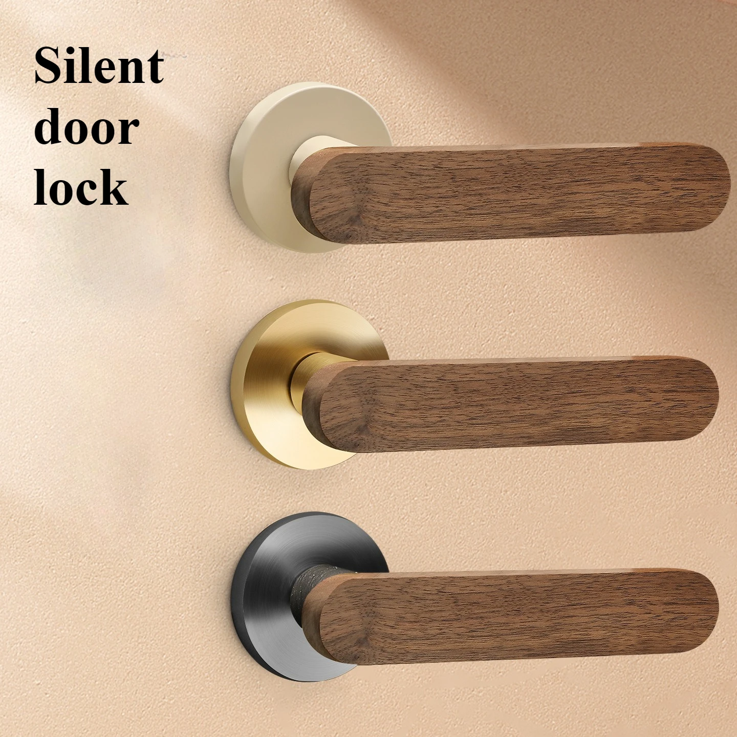 ล็อคประตูวอลนัทหรูหราสำหรับการใช้งานในร่มที่เงียบสงบในห้องนอนในบ้าน มือจับประตูไม้แบบจีนโบราณสำหรับประตูห้องแบบแยกส่วน 1