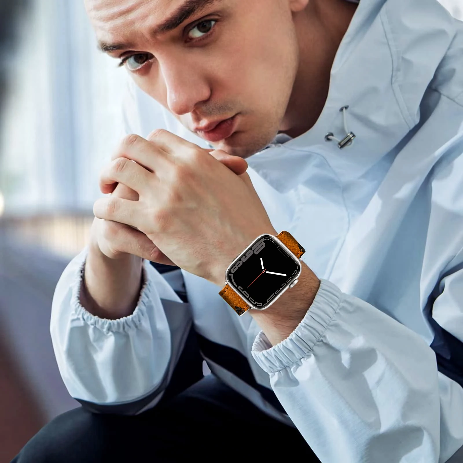 럭셔리 애플 워치 밴드, 애플 워치 45 38 40 41 42 44 49mm 가죽 팔찌, iWatch 시리즈 울트라 8 SE 7 6 5 4 3