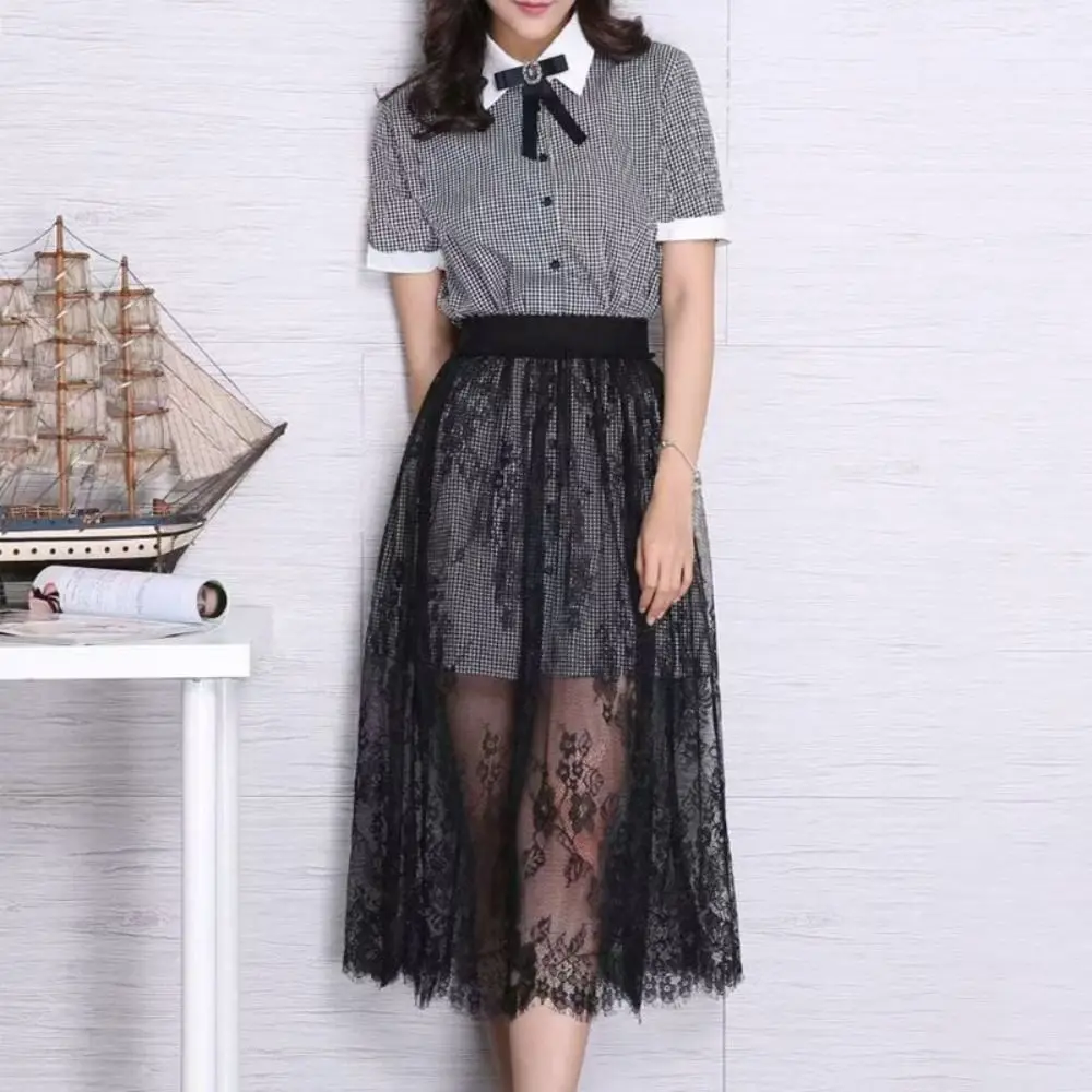 Petticoat Skirt Flower Lace Underskirt Slips Anti-glare 75cm Mesh Underskirt Slips Dress Hight Waist Loose Safety Skirt Petticoat Commuting petticoat skirt petticoat underskirt wedding underskirt lolita petticoat flower girl underskirt wedding petticoat vintage underskirt tulle tutu skirt