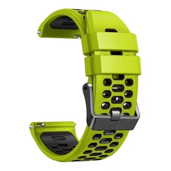 Breathable 24mm Silicone Smart Watch Strap Bracelet - Sport wrist hr baro (Green black)