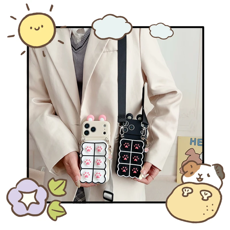 Cat Paw Wallet Case with Accessories