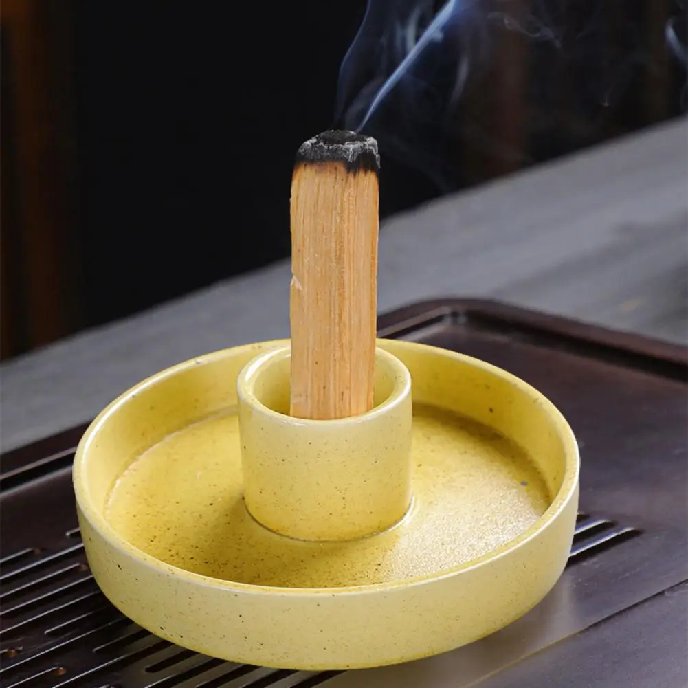 Porte-encens Céramique Forme Chat - Brûleur Palo Santo Et Sauge - Décoration Méditation Gris/beige