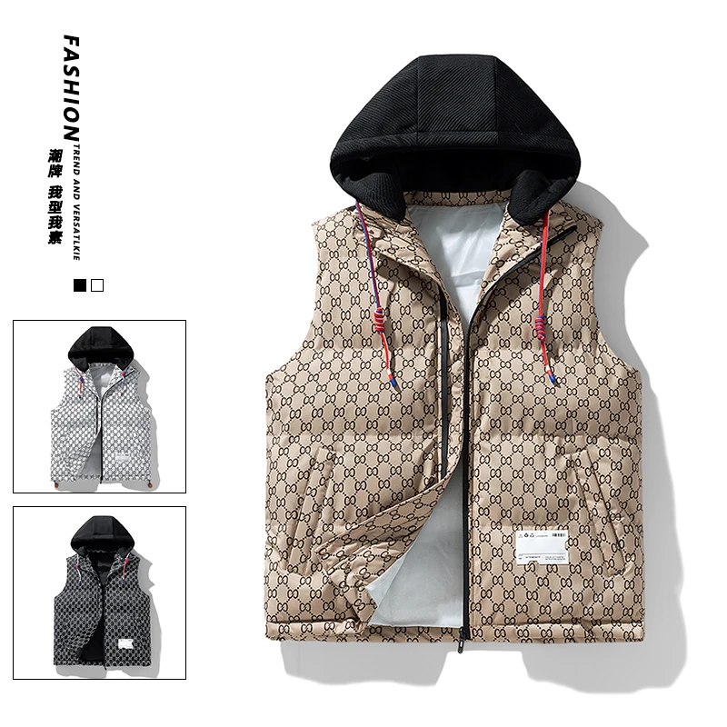 Down cotton vest autumn and winter loose and trendy vest middle school students teenagers men's women's outerwear men down vests