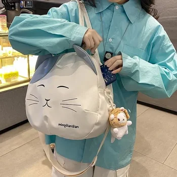 여성용 캔버스 프린트 고양이 사첼 메신저 숄더백, 재사용 가능한 식료품 쇼핑백, 휴대용 토트백, 학교 크로스바디 백