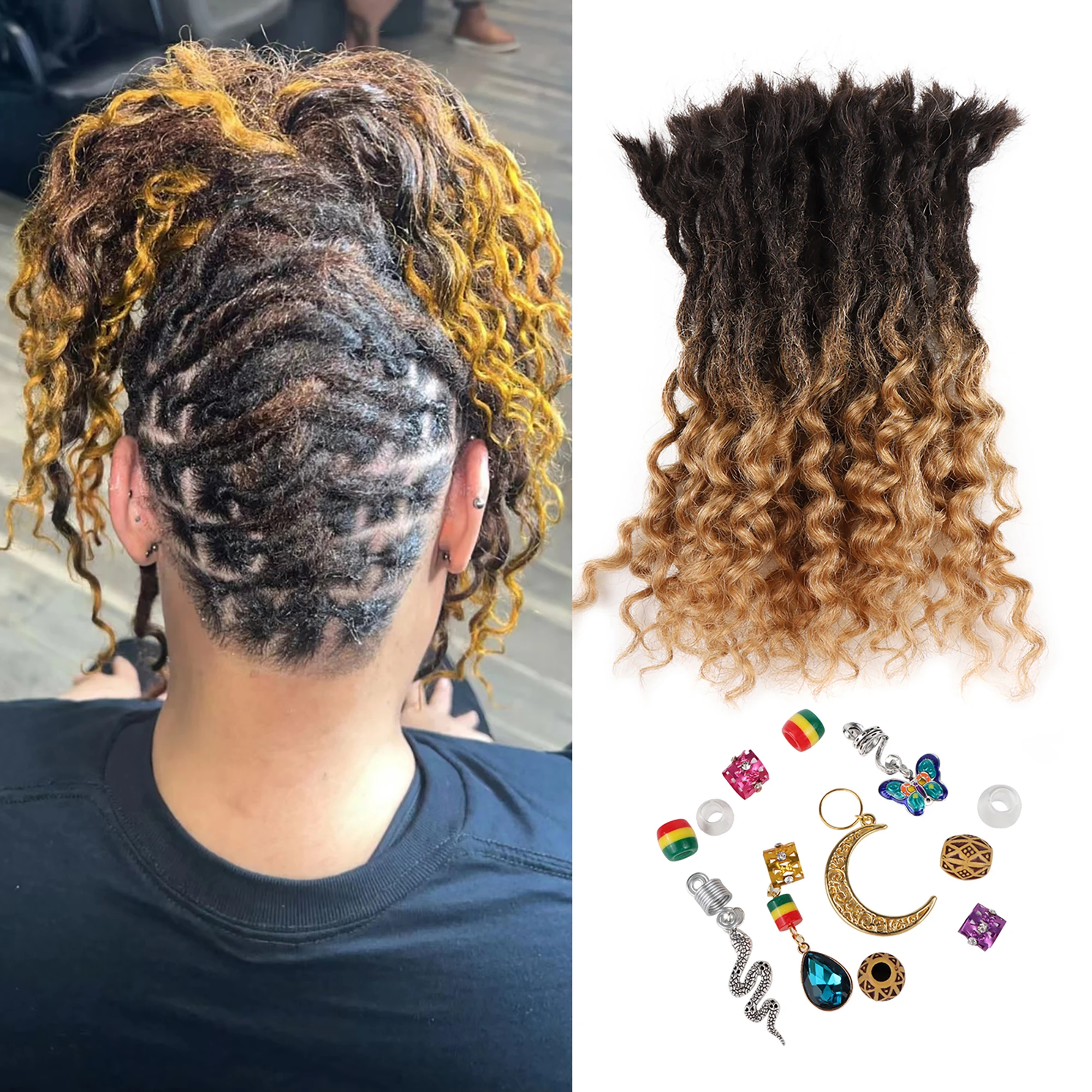AHVAST 0.4cm 0.6cm 0.8cm Width 100%Human Hair Textured Loc Extension Natural Hair Curly Hair,Full Handmade Permanent