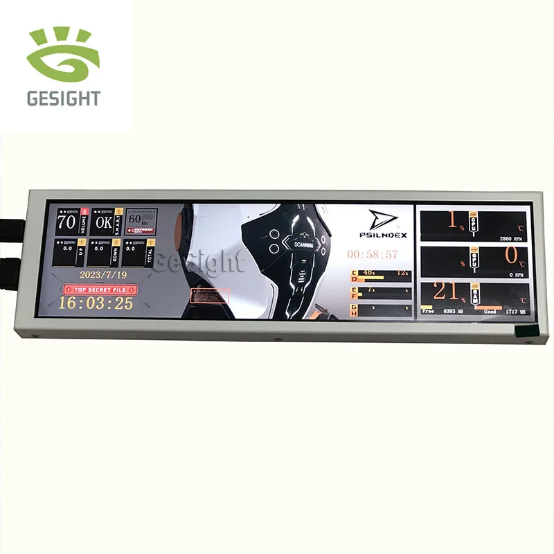 Tela Lcd de Tira Longa para pc e Framboesa segundo Monitor Sub Display 1920x480 Ips Barra Esticada de 60hz 88 Aida64 - Imagem 5