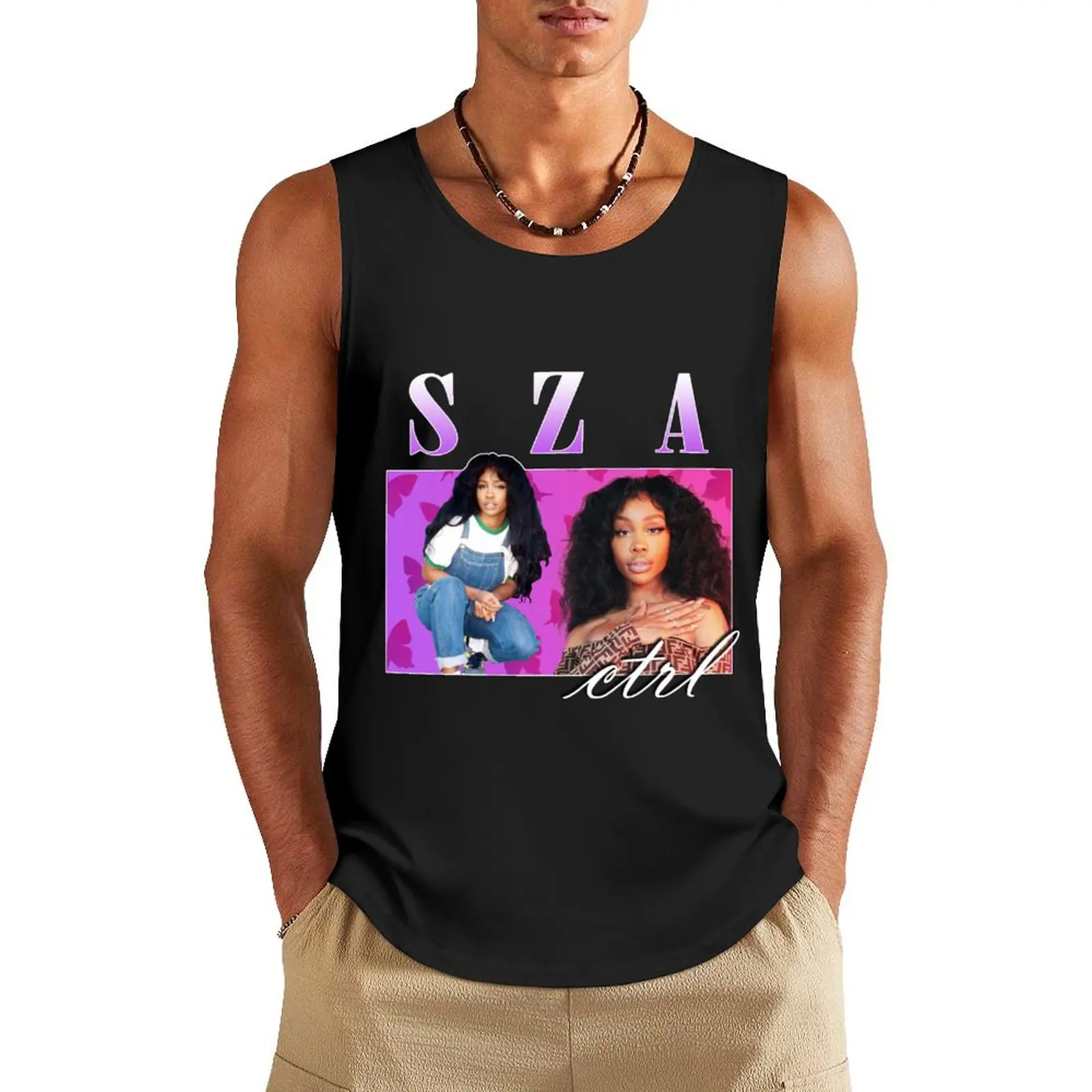 

SZA retro vintage hip hop tee 90's aesthetic Tank Top sleeveless t-shirts for men Male vest