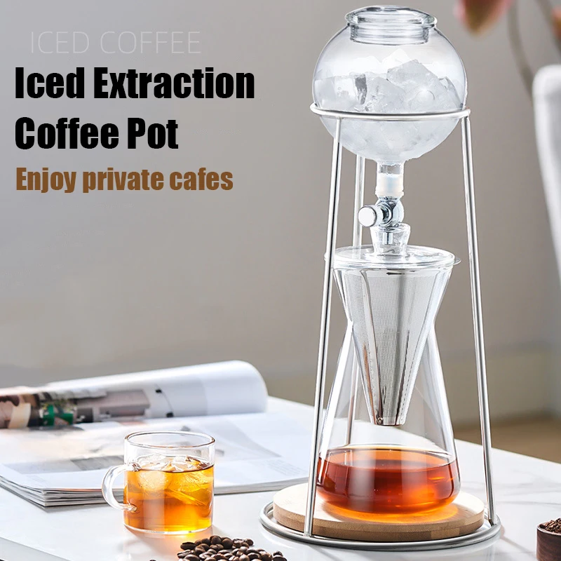 Iced Coffee Pot Water Drip Coffee Machine Reusable Glass Dripper Filter