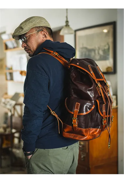 Max_Turbo: Backpacker's Ultra Luxury Red Leather Backpack