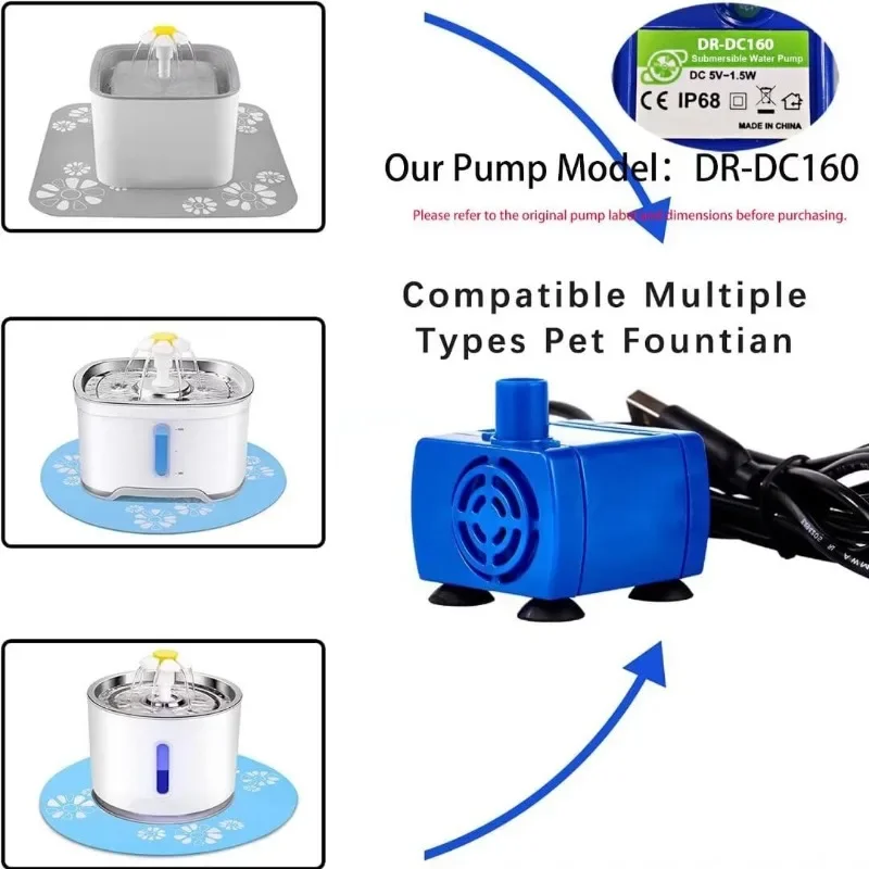 Fuente Gatos Acero Inoxidable HAPUP Bomba De Agua Silenciosa Para HAPUP Fuente Para Gatos 1,8L Y 2,2L Bomba Sumergible De Repuesto Para Bebedero Gatos Mini Bomba 5 V De Fuente Gatos Con