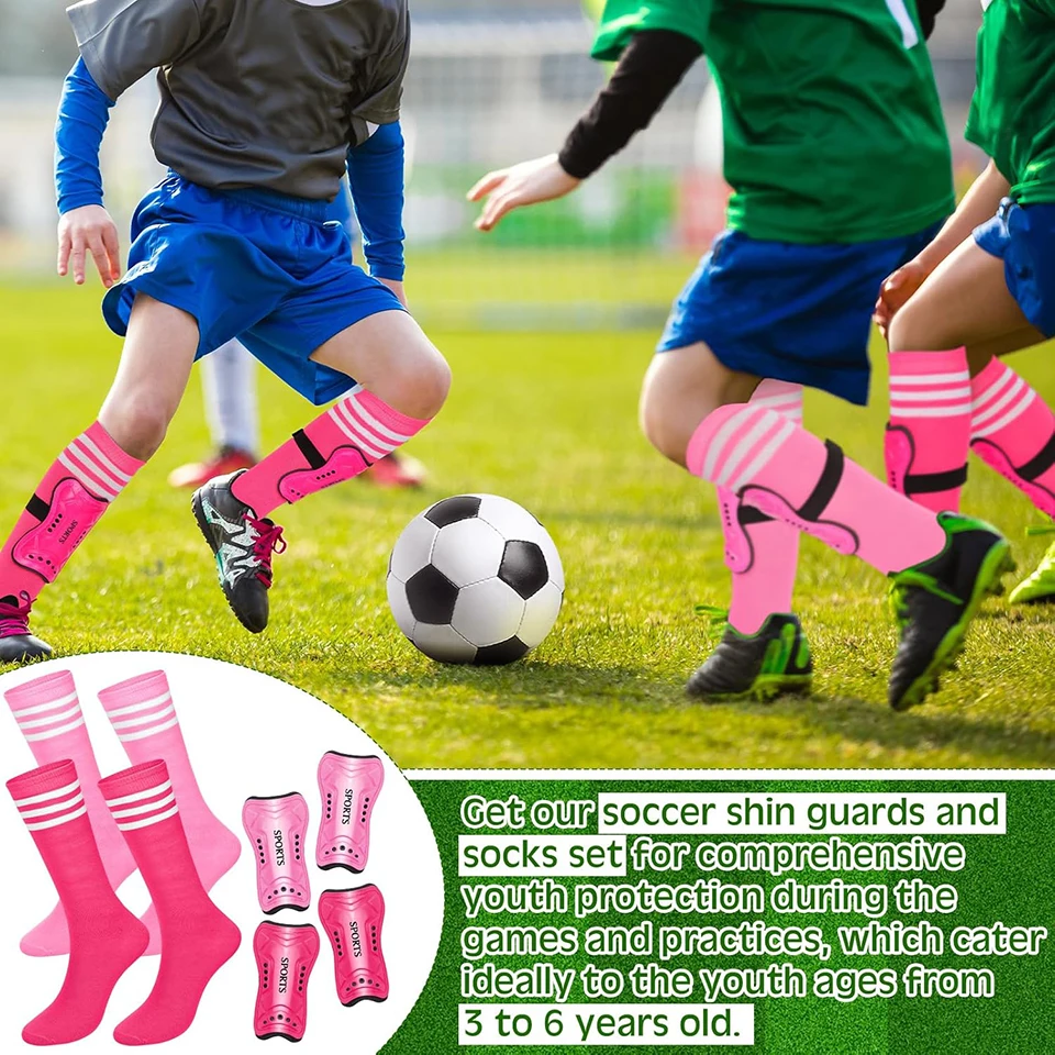 Sports Socks 2Pair Boys Girls Football Shin Protection Board Over Knee Socks Legging Support Guard Child