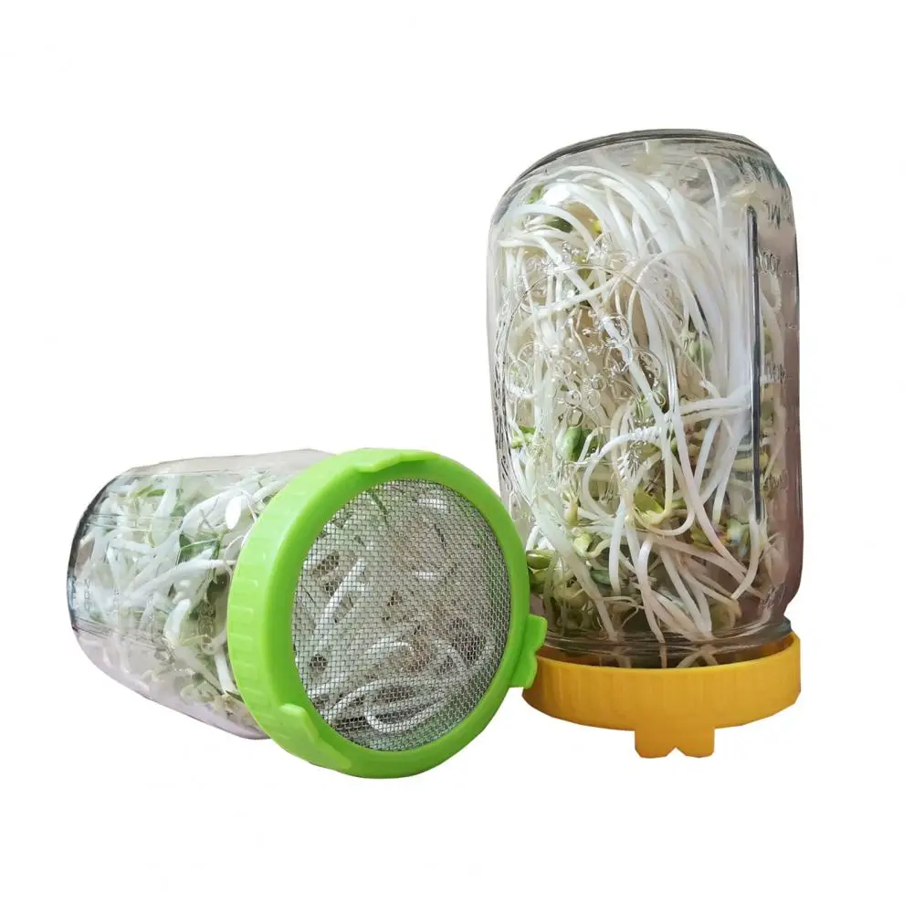 Sprouting Lid Easy to Clean Good Drainage Mason Jar Plastic Sprout Lid with Stainless Steel Screen for Household