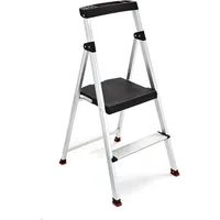 2-Step Ladder, Aluminum Lightweight Folding Step Stool with Project Top, Silver, Tested to US Safety Standards 1
