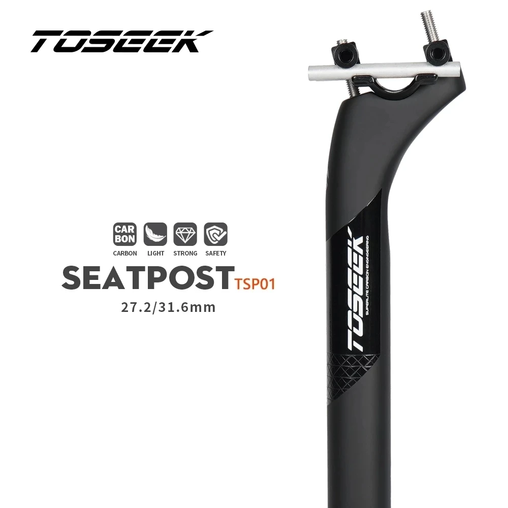 

TOSEEK MTB Road Bike Carbon Seatpost Offset 20mm Seat post 27.2/31.6mm Mountain Bicycle Telescopic Seatpost dropper post 400mm