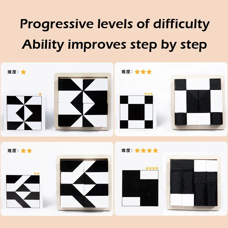 Montessori Geometric Shape Puzzles Building Blocks Wooden 3D Jigsaw Puzzle Kids Educational Logical Thinking Training Game Gifts 3